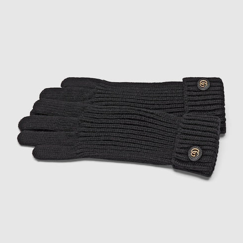 Wool cashmere gloves with Double G