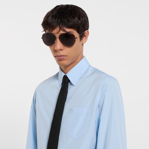 Cotton poplin shirt with embroidery