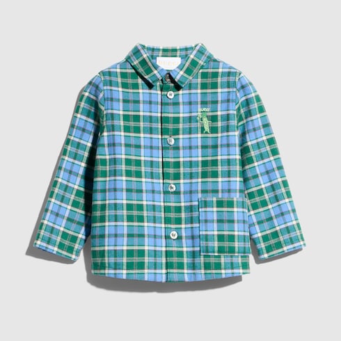 Baby tartan shirt with embroidery