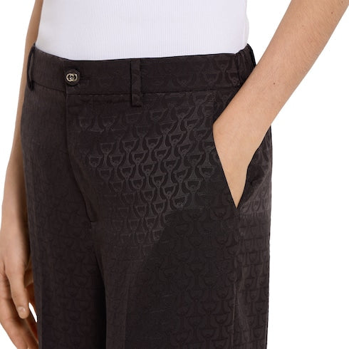 Horsebit silk jacquard pants