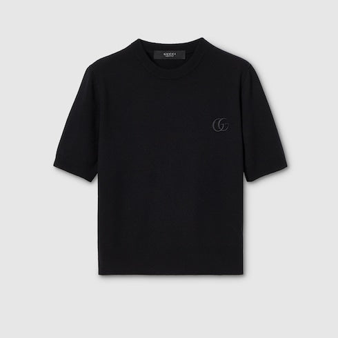 Knit wool top with embroidery