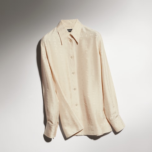 Gucci crest silk habotai jacquard shirt