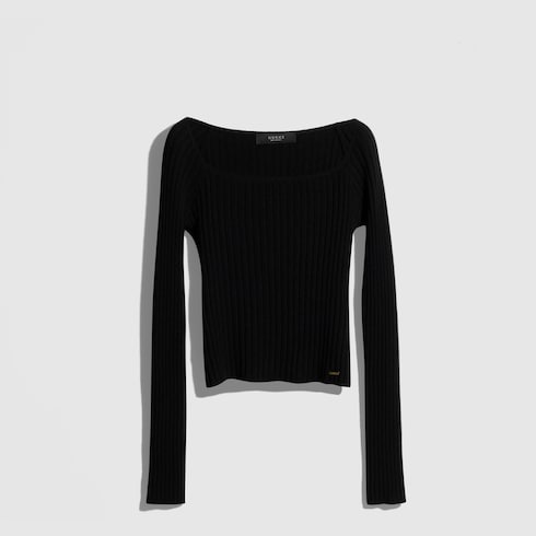 Soft rib wool cashmere top with tag