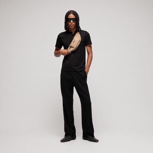 Silk jersey polo shirt with Web