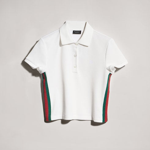 Rib cotton jersey polo shirt with Web