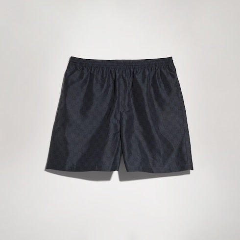 Printed polyester poplin swim shorts