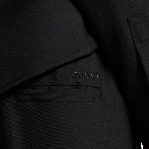 Wool blend twill pant with logo