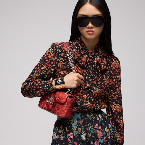 GG Marmont python small shoulder bag