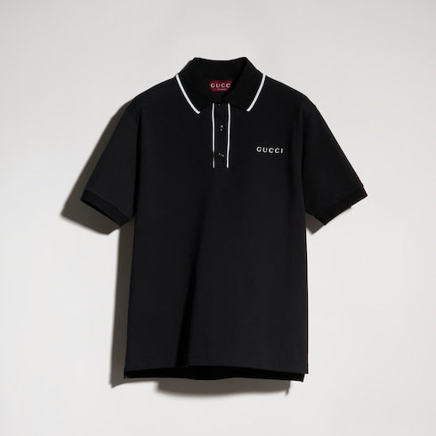 Cotton piquet polo shirt with embroidery