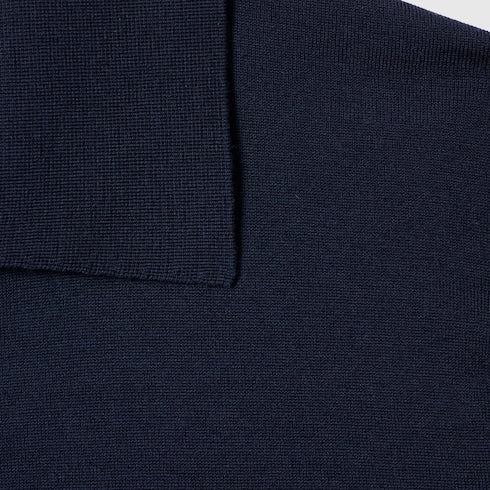 Knit wool polo shirt with embroidery