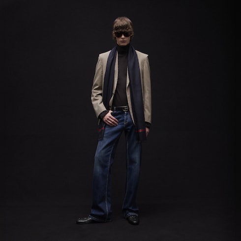 Double G silk cotton jacquard stole