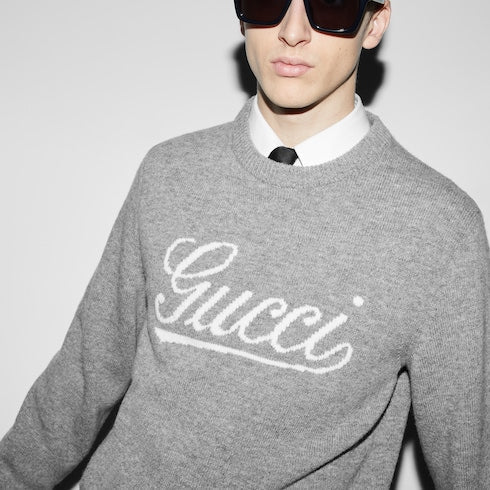 Wool sweater with Gucci intarsia