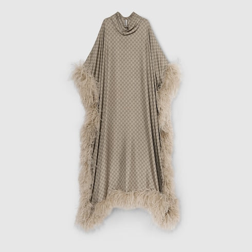 Printed silk twill long dress