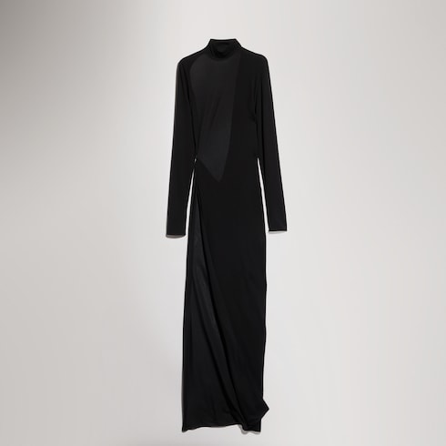 Viscose crêpe jersey dress with split