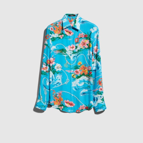 Printed fluid fabric shirt