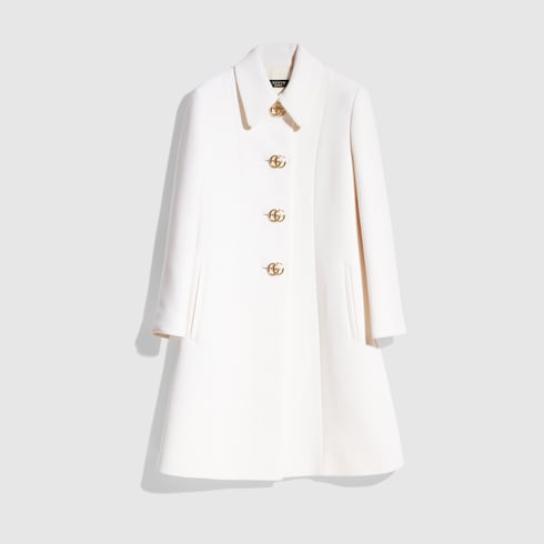 Wool natté coat with Double G button