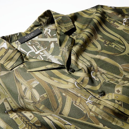 Printed silk bowling shirt
