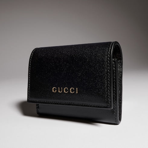 Bi-fold card case with Gucci lettering