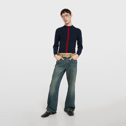 Belt with Interlocking G buckle