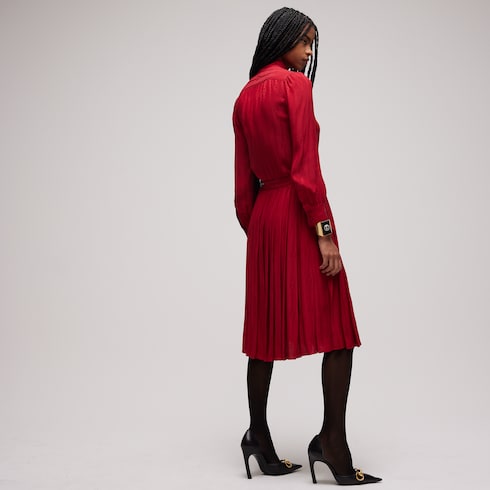 Interlocking G chain silk jacquard midi skirt