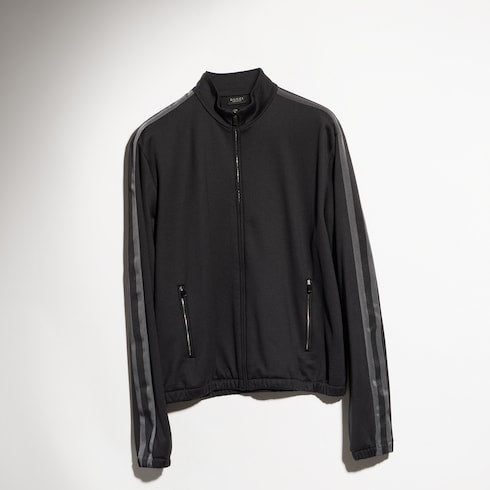 Cotton jersey zip jacket with muted Web