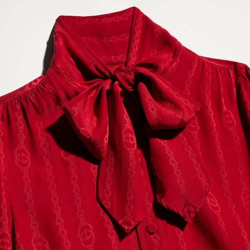 Interlocking G chain silk jacquard shirt