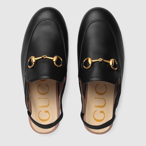 Black Leather Children's Princetown Slipper