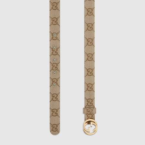 Thin belt with Interlocking G buckle