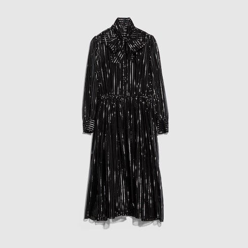 Pinstripe silk organza chemisier dress