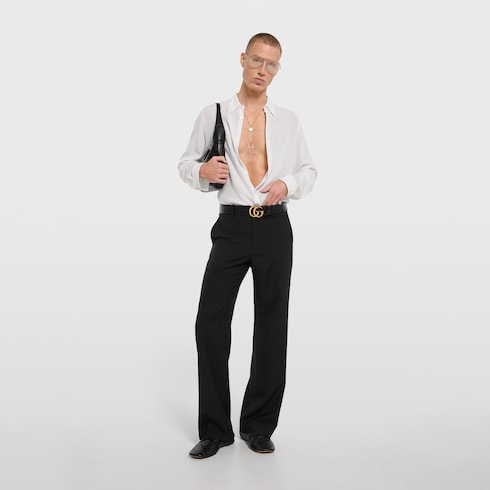 Wool silk twill pants