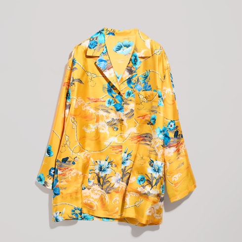 Printed silk twill shirt