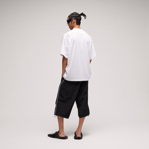 Lightweight silk jersey T-shirt with embroidery