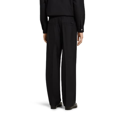 Wool blend twill pant with logo