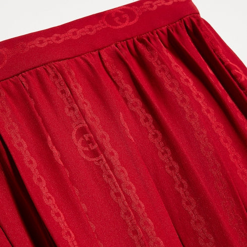 Interlocking G chain silk jacquard midi skirt