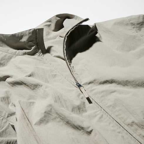 Froissé nylon faille zip jacket with embroidery