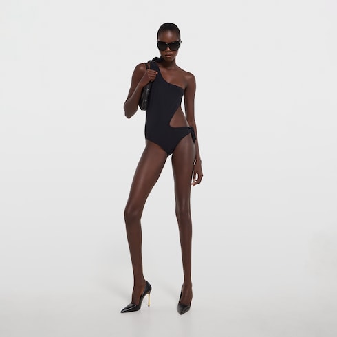 Stretch jersey swimsuit with embroidery