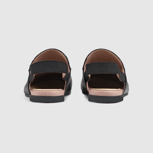 Black Leather Children's Princetown Slipper
