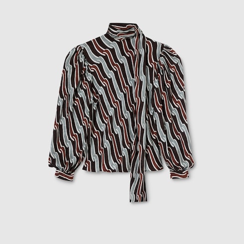 Printed silk twill shirt