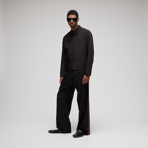 Stretch polyester zip jacket with embroidery