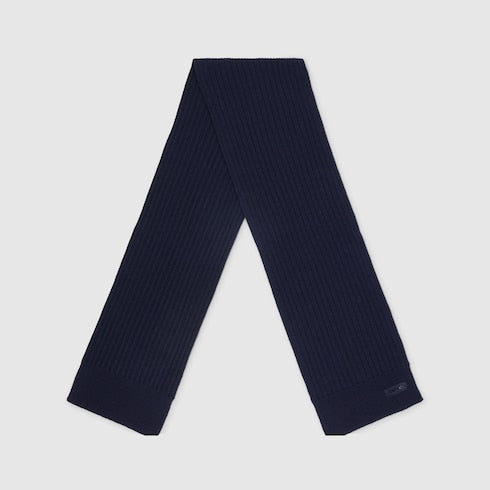 Knit wool scarf with logo