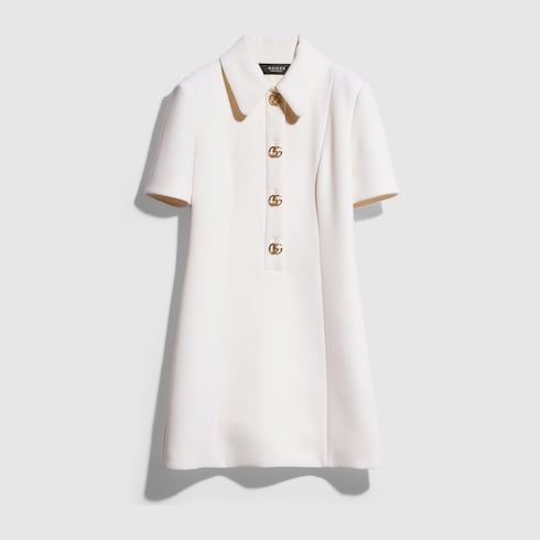 Crêpe wool dress with Double G button