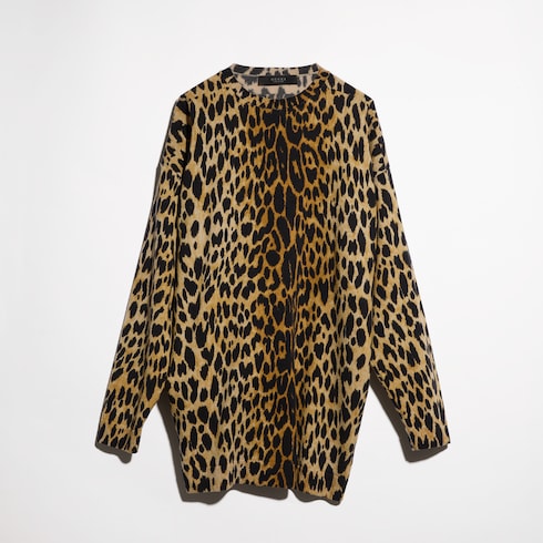 Printed knit cashmere dress