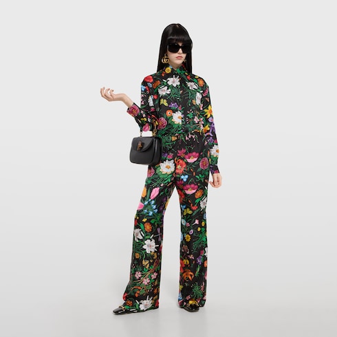 Printed silk twill shirt