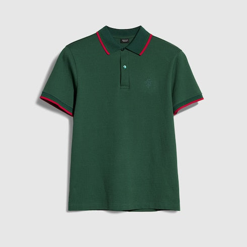 Cotton piquet polo shirt with embroidery