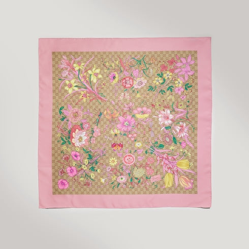 Printed GG silk twill carré