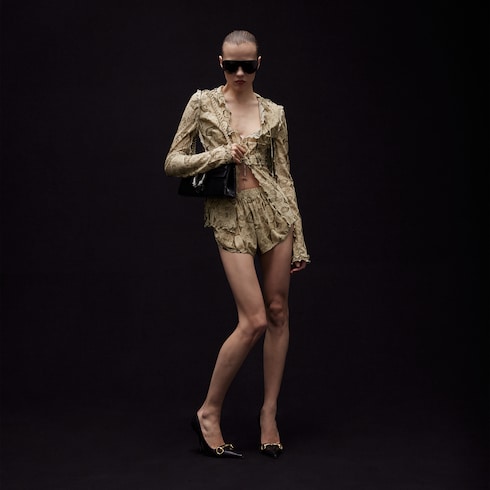 Printed silk shorts