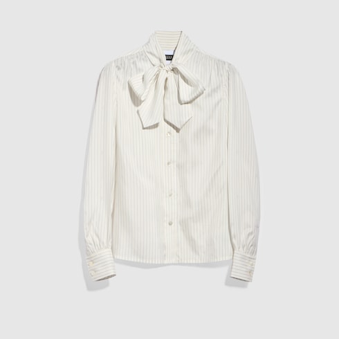 Gucci pinstripe silk shirt with bow