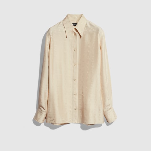 Gucci crest silk habotai jacquard shirt
