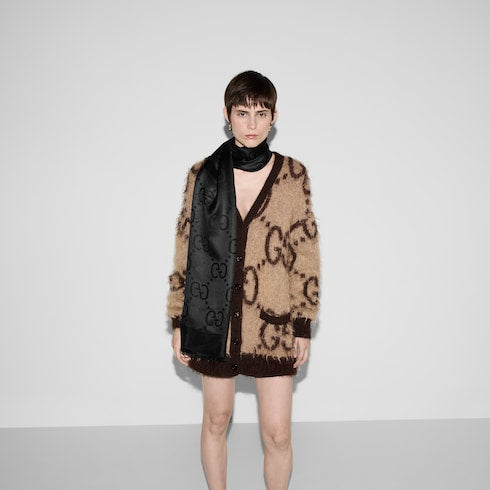 GG jacquard silk wool shawl