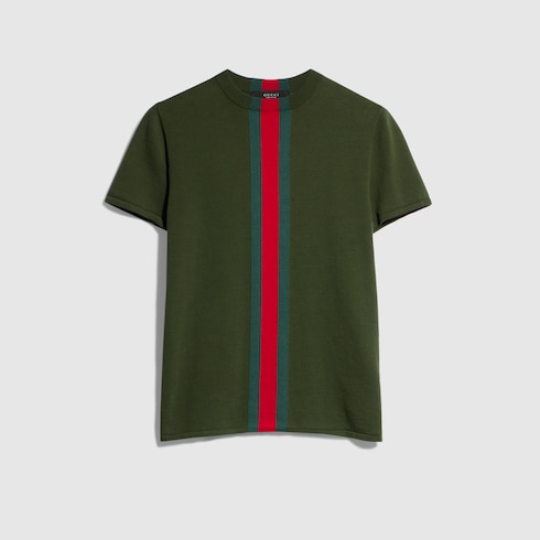Knit cotton T-shirt with Web intarsia